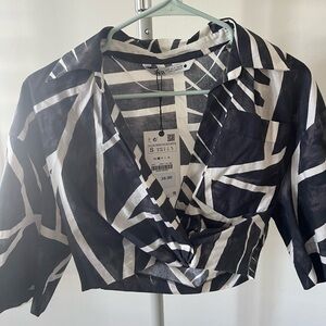 Zara black & white crop top
